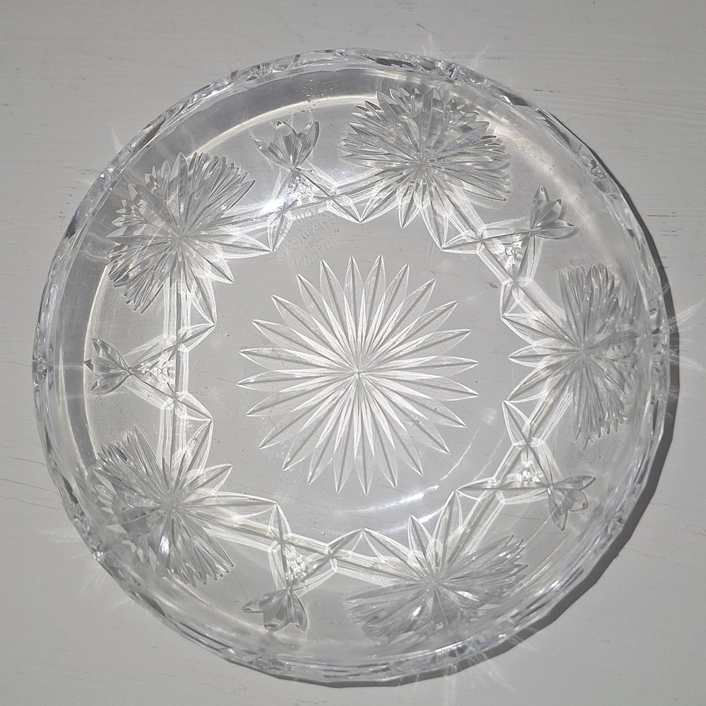 Vintage Edinburgh Cut Crystal Glass Jewelry/Trinket Dish 4” Diameter